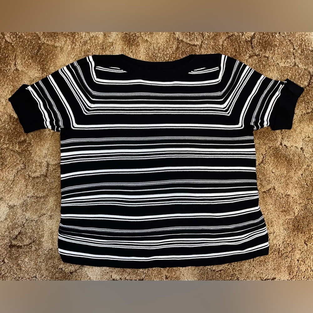 Apt. 9 Women’s 2X Black & White Striped Short-Sleeved Sweater - NEW W/O TAGS